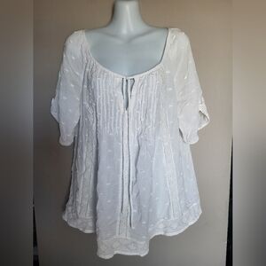 DH3 White Boho Blouse, Size Small